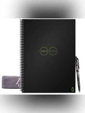 Rocketbook Core Reusable Spiral Notebook, Letter Size 8.5x11, Black